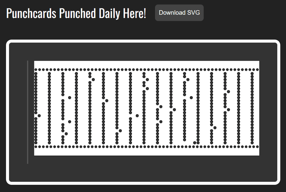Screenshot of the punch card generator page