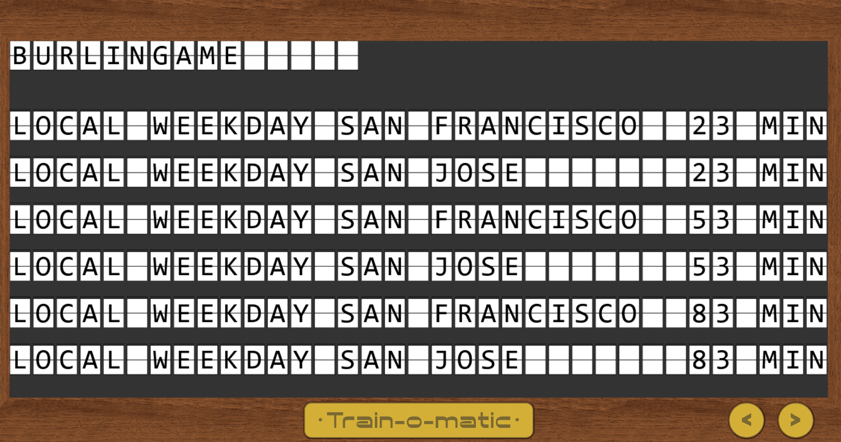Screenshot of the splitflap display page