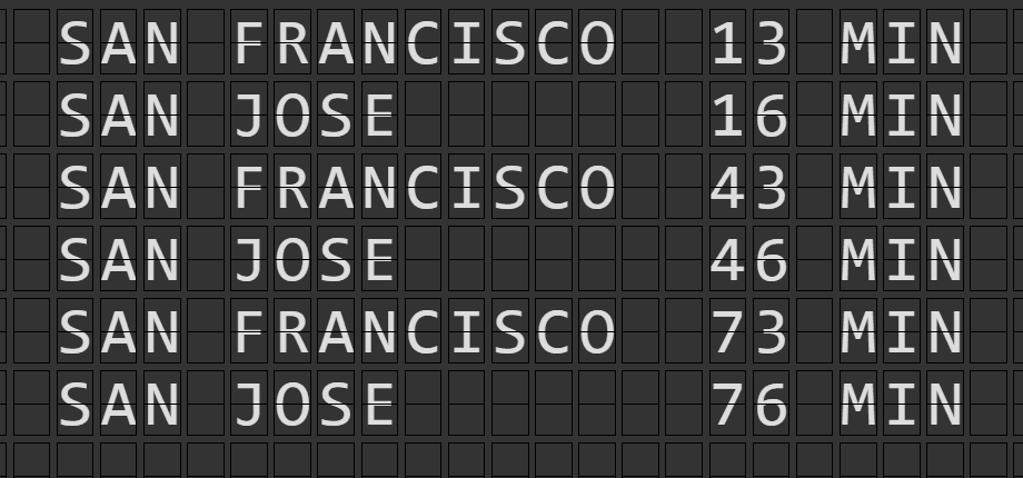 Screenshot of the splitflap display page
